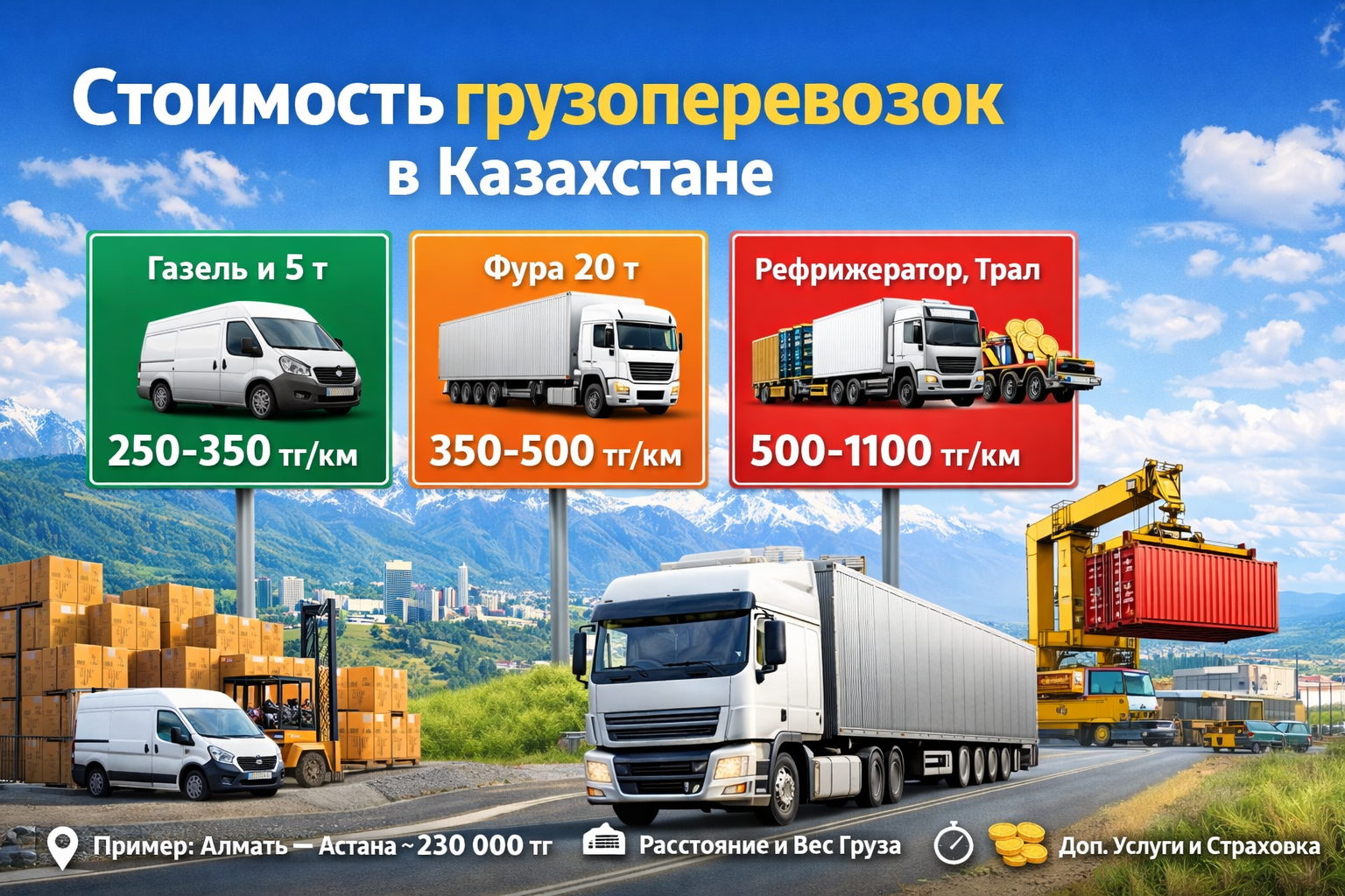 Стоимость грузоперевозок в Казахстане в 2026 году